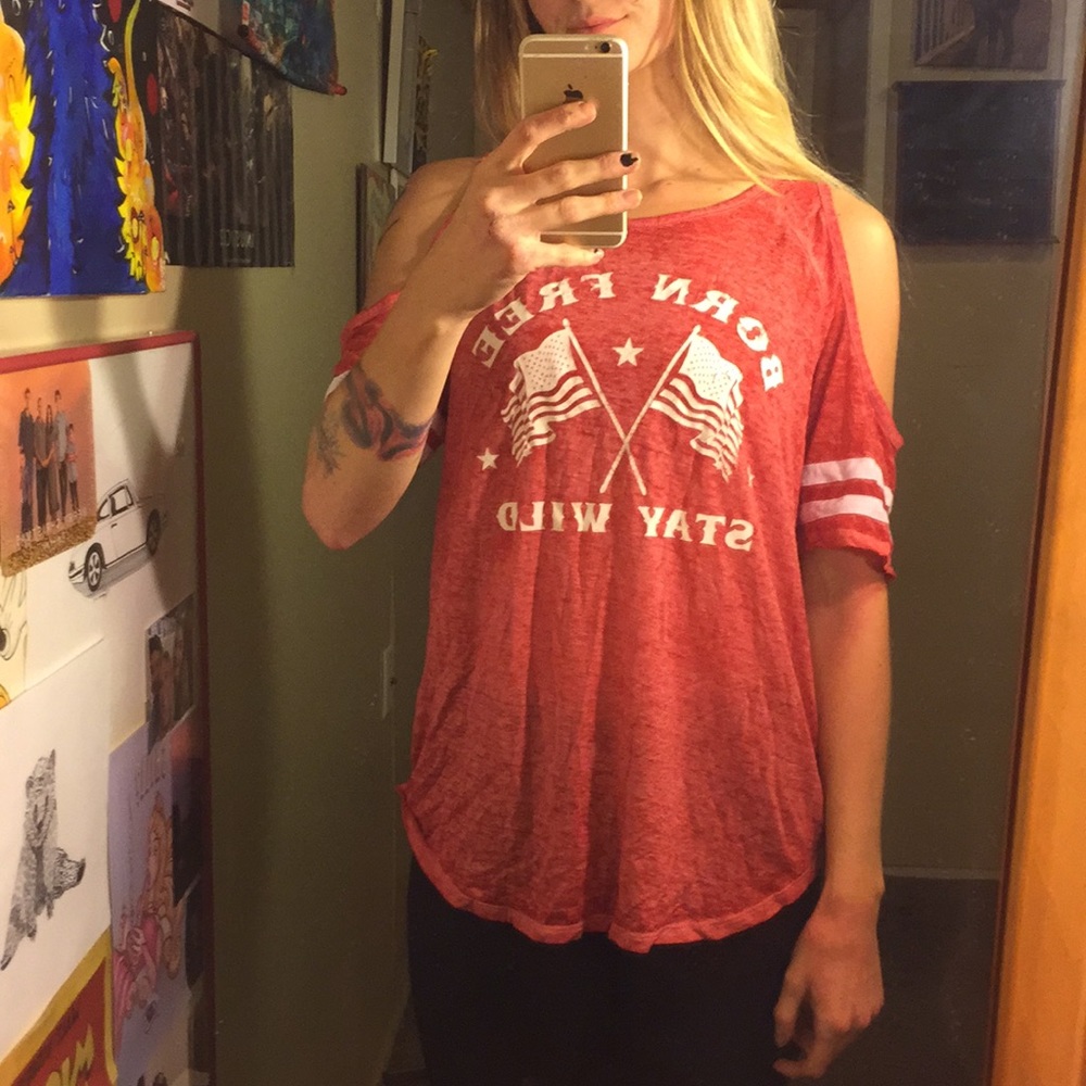 Cut out shoulder baseball tee